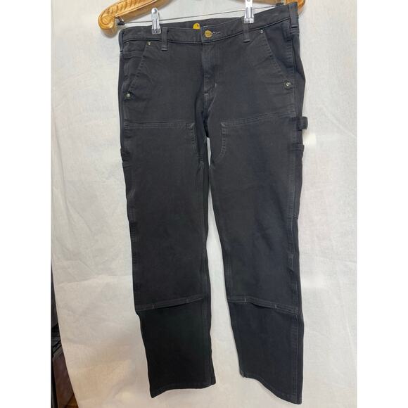 Carhartt Pants Relaxed Fit Twill Work Pants Double Front Black Straight Leg 8 - Picture 8 of 9